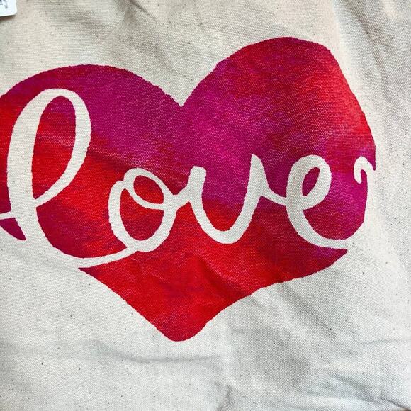 Tote Bag LOVE with red heart, 17" x 13", NWT - Picture 3 of 12